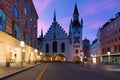 Munich Old Town Hall near Marienplatz town square at night in Mu Royalty Free Stock Photo