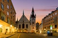 Munich Old Town Hall near Marienplatz town square at night in Mu Royalty Free Stock Photo