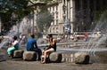 Munich, people look for summer refreshment at Karlsplatz