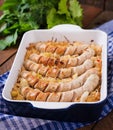 Munich sausages with cabbage. Royalty Free Stock Photo