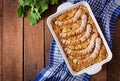 Munich sausages with fried cabbage. Royalty Free Stock Photo