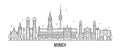 Munich skyline, Germany city buildings vector Royalty Free Stock Photo