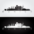 Munich skyline and landmarks silhouette