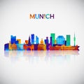 Munich skyline silhouette in colorful geometric style.