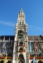 Munich Town Hall clock-tower in the sun Royalty Free Stock Photo