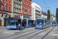 Munich Tram and bus light rail public transport at main station in Germany