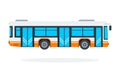 Municipal bus vector flat material design isolated object on white background. Royalty Free Stock Photo