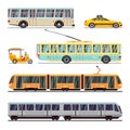 Municipal city transport vector flat icons set