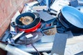 Recycling industry - Dump of ferrous materials in the recycler for the collection of bulky. Royalty Free Stock Photo