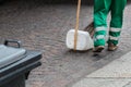 Municipal Dustman Worker with Cleaning Tools