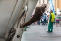 Municipal Dustman Worker with Cleaning Tools in Public Streets