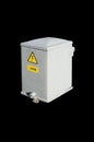 Municipal electrical grey box with High voltage sign Royalty Free Stock Photo