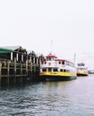 Municipal ferries parked on the Portland waterfront