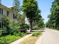 municipal houses with green front gardens on Kuban Royalty Free Stock Photo