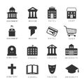 Municipal houses and icons. Town government signs