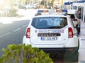 Municipal police car on the side of the road in the city of Port Vendres