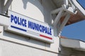 Municipal police logo and text sign on official building of mayor local police Royalty Free Stock Photo