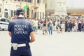 Municipal police in Rome, Italy. Tourists in Spanish Steps. Royalty Free Stock Photo