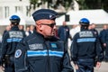 Municipal policeman looking on the main place during the Thirtieth anniversary ceremony of the creation of the municipal police