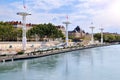 Municipal swimming pools of Lyon on the rhone river france