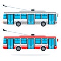 Municipal trolleybuses vector flat isolated Royalty Free Stock Photo