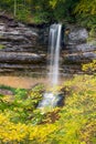 Munising Falls and Autumn Leaves Royalty Free Stock Photo