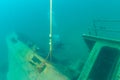 Munising, MI -August 11th, 2023: SCUBA diver exploring shipwreck remains