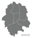 Munster city map with boroughs grey illustration silhouette shape Royalty Free Stock Photo