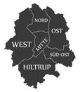 Munster City Map Germany DE labelled black illustration Royalty Free Stock Photo