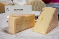 Cheese collection, piece of French blue cheese auvergne or fourme d\'ambert Royalty Free Stock Photo