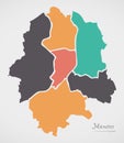 Munster Map with boroughs and modern round shapes Royalty Free Stock Photo