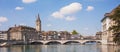 Munsterbrucke bridge in the city of Zurich, Switzerland Royalty Free Stock Photo