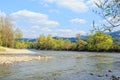 Mur river in styria Austria. Springtime.