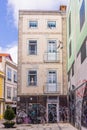 Mural of apartment windows and balconies on a building in Aveiro