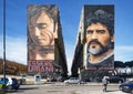 Mural by artist Jorit adoch representing the soccer player Maradona, in Naples, Italy