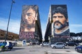 Mural by artist Jorit adoch representing the soccer player Maradona, in Naples, Italy