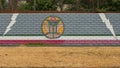 Mural on a barrier wall between Forest Lane and the neighborhood on the North side, painted in 1976 by art students.