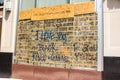 Black Lives Matter Mural on a Boarded Up Window in Downtown Columbus Royalty Free Stock Photo