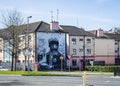 The mural `Boy in the Mask` painted on Derry Bogside residential area