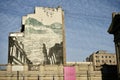 Mural and Colorful Pink Banner at The Chilean Museum of Precolumbian Art, Santiago, Chile, October 16, 2023. Royalty Free Stock Photo