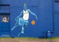 Mural in Deep Ellum featuring Dallas Mavericks basketball star Kristaps Porzingis, nicknamed the Unicorn.