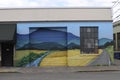 Mural of farmland on a building in Corvallis, Oregon