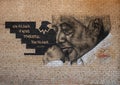 Mural featuring Cesar Chavez in Deep Ellum, Dallas, by renowned artist Ponchaveli. Royalty Free Stock Photo