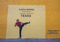 Mural featuring Chuck Norris on the side of a now vacant building in the Design District in Dallas, Texas. Royalty Free Stock Photo