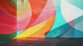 A mural featuring eight different colors blending and overlapping representing the interconnectedness of particles Royalty Free Stock Photo