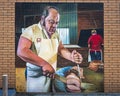 Mural featuring legendary Pitmaster Roy Perez of Kreutz Market Barbecue in Lockhart, Texas.