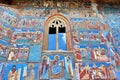 Mural Fresco Facade at Voronet Monastery Royalty Free Stock Photo