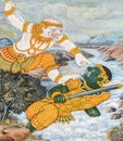 Mural fresco of Ramakien epic at the Grand Palace in Bangkok, Th