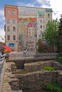 Fresque des QuÃÂ©bÃÂ©cois Quebecois is the most popular mural in Quebec City with excavation site in the foreground Royalty Free Stock Photo