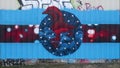 Mural by Jeremy Biggers for Tinsel Dallas, a free show given in West Dallas inspired by the `Twelve days of Christmas`.